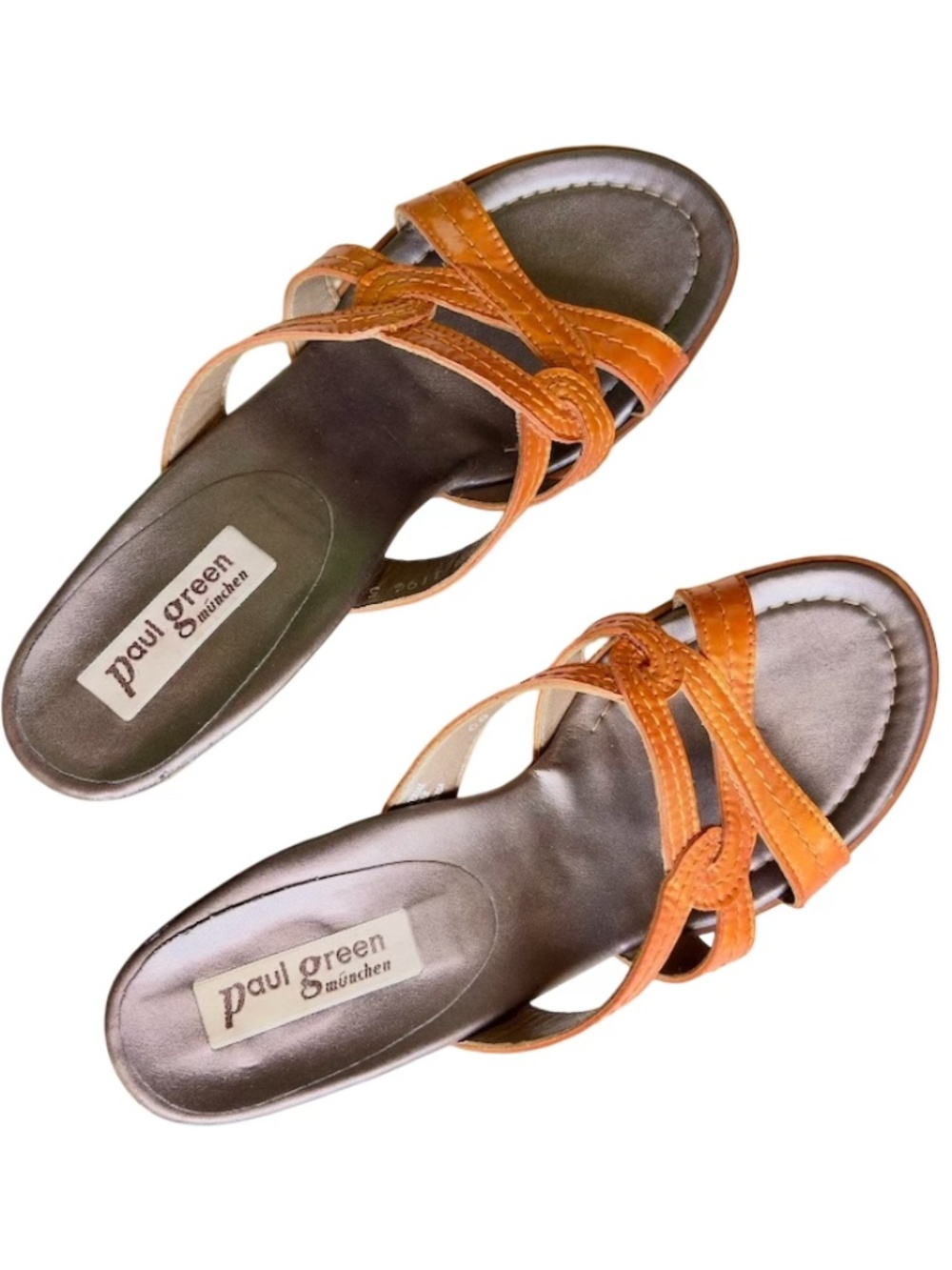 Paul Green Orange Patent Slide